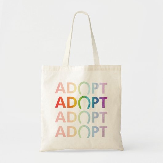 Adoptiert Hoof Stack Text Rainbow Tragetasche (Vorne)