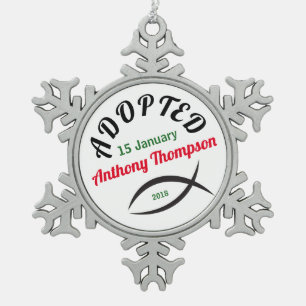 Adoptiert in eine christliche Familie! Schneeflocken Zinn-Ornament