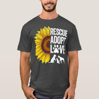 Adoptiert Liebe zur Rettung von Tierblumen T-Shirt