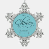 Adoptiert Scrollen ausgewählt Datumsangabe Adoptio Schneeflocken Zinn-Ornament (Vorderseite)