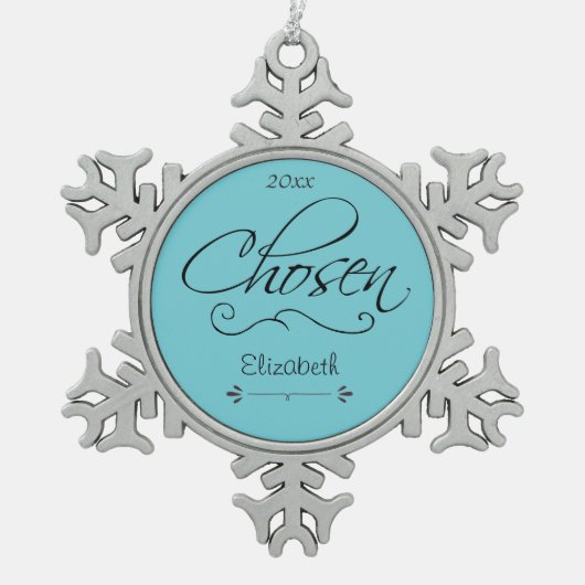 Adoptiert Scrollen ausgewählt Datumsangabe Adoptio Schneeflocken Zinn-Ornament (Vorderseite)