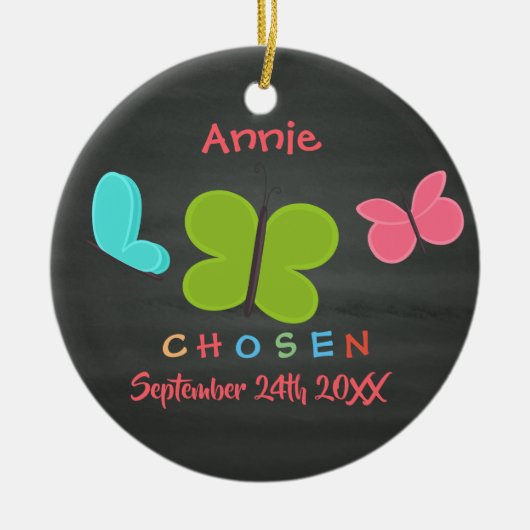 Adoptierte Schmetterlings-Adoption - individueller Keramikornament (Vorne)
