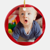 Adoptiertes rotes Band - individueller Name, Datum Keramikornament (Hinten)