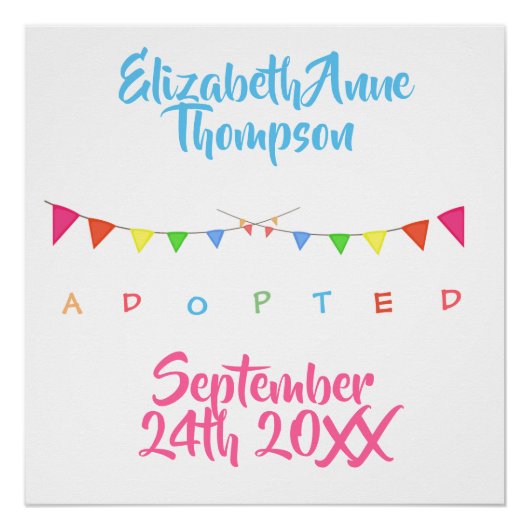 Adoption adoptiert Banner - Individuelle Name Poster (Vorderseite)