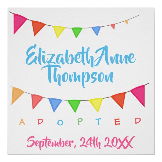 Adoption adoptiert Banner - Individuelle Name Poster (Vorderseite)