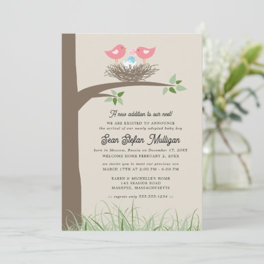 Adoption Ankündigung Baby Bird's Nest (Stehend Vorderseite)