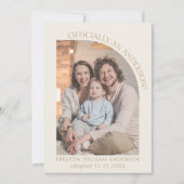 Adoption Ankündigung Cream Gold Modernes Foto (Vorderseite)
