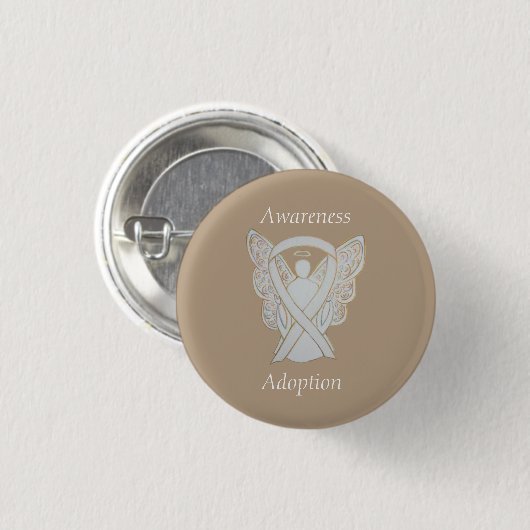Adoption Awareness Angel White Ribbon Custom Butto Button (Vorne & Hinten)