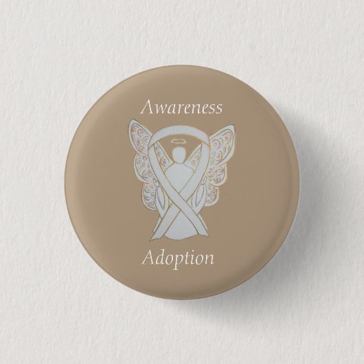 Adoption Awareness Angel White Ribbon Custom Butto Button (Vorderseite)