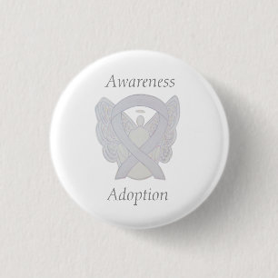 Adoption Awareness Angel White Ribbon Custom Butto Button
