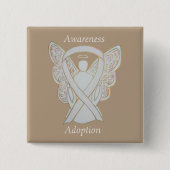 Adoption Awareness Angel White Ribbon Custom Butto Button (Vorderseite)
