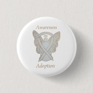 Adoption Awareness Angel White Ribbon Custom Butto Button