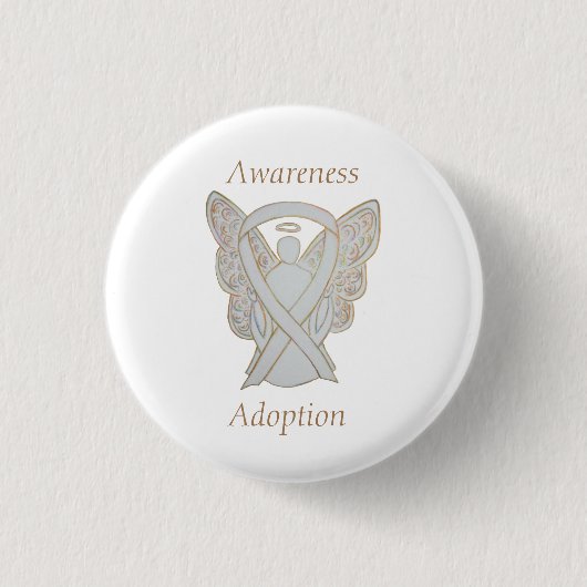 Adoption Awareness Angel White Ribbon Custom Butto Button (Vorderseite)