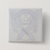 Adoption Awareness Angel White Ribbon Custom Butto Button (Vorderseite)