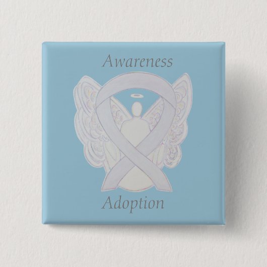Adoption Awareness Angel White Ribbon Custom Butto Button (Vorderseite)