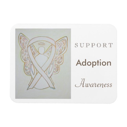 Adoption Awareness White Ribbon Angel Magnet (Horizontal)