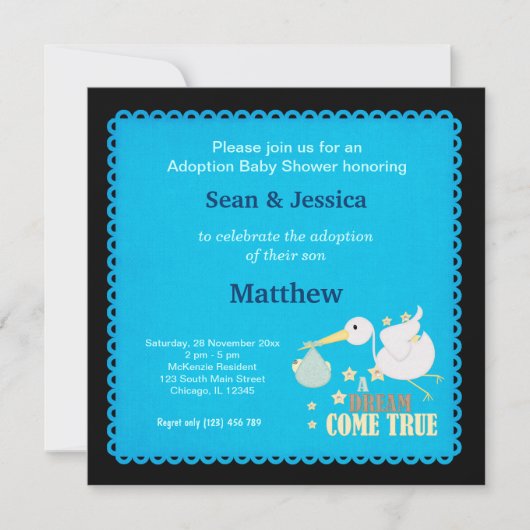 Adoption Baby Shower Boy Einladung (Vorderseite)