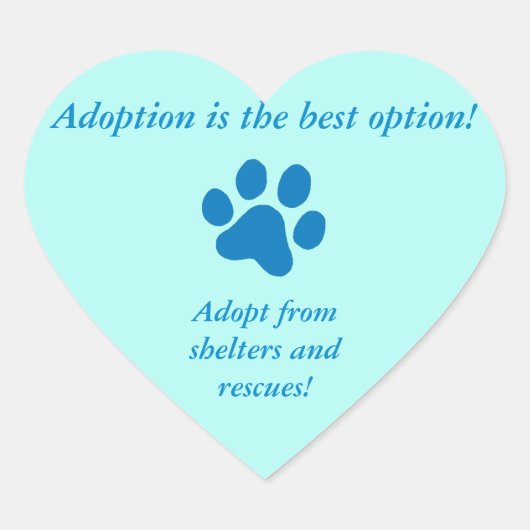 Adoption der besten Option Blue Paw Print Herz-Aufkleber (Vorderseite)