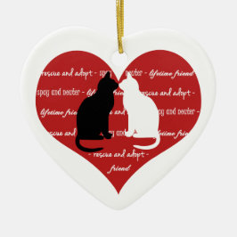 Adoption der Katze, Herzensrettung Keramik Ornament