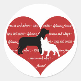 Adoption des Hundes, Herzsticker umrunden Runder Aufkleber