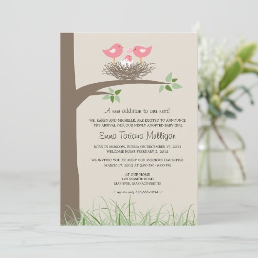 Adoption des Lesben-Vogel-Nestes Einladung (Stehend Vorderseite)