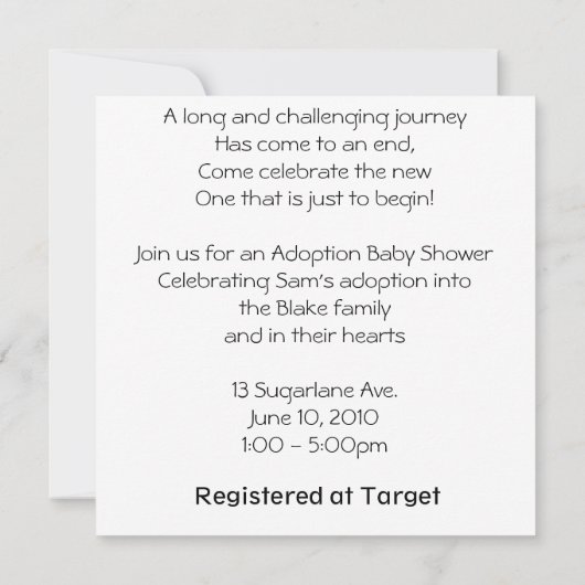 Adoption Dusche Einladung (Rückseite)