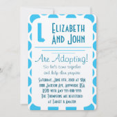 Adoption Dusche Moderne Blauer und weiße Punkte la Einladung (Vorderseite)