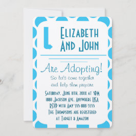 Adoption Dusche Moderne Blauer und weiße Punkte la Einladung