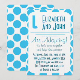 Adoption Dusche Moderne Blauer und weiße Punkte la Einladung