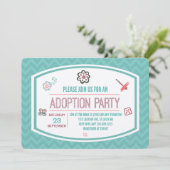 Adoption Dusche Moderne Rosa & Blauer Schmetterlin Einladung (Stehend Vorderseite)