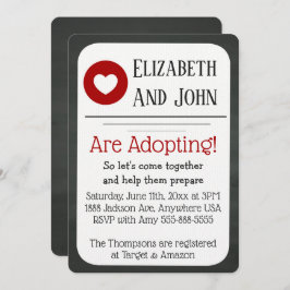 Adoption Dusche Rot und Schwarz Chalkboard Einladu Einladung