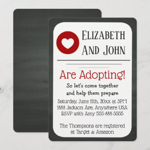 Adoption Dusche Rot und Schwarz Chalkboard Einladu Einladung