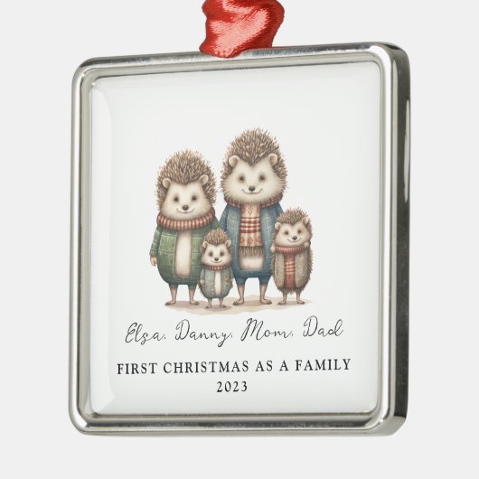 Adoption Erste Weihnachten als Familie von 4 Igeln Ornament Aus Metall (Links)