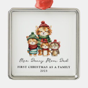 Adoption Erste Weihnachten als Familie von 4 Tiger Ornament Aus Metall