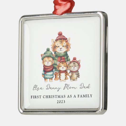 Adoption Erste Weihnachten als Familie von 4 Tiger Ornament Aus Metall (Links)