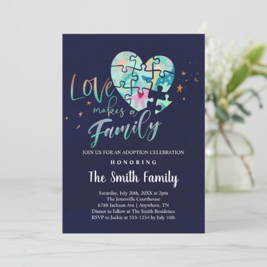 Adoption fördert Pflege Celebration / Dusche Einladung (Stehend Vorderseite)