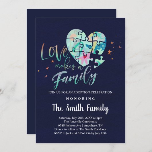 Adoption fördert Pflege Celebration / Dusche Einladung (Vorne/Hinten)