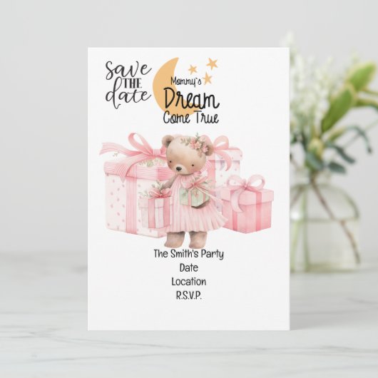 Adoption Foster Child Girl Pink Themenparty Einladung (Stehend Vorderseite)