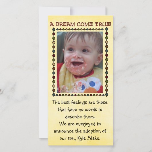 Adoption Fotokarte Ankündigung (Vorderseite)