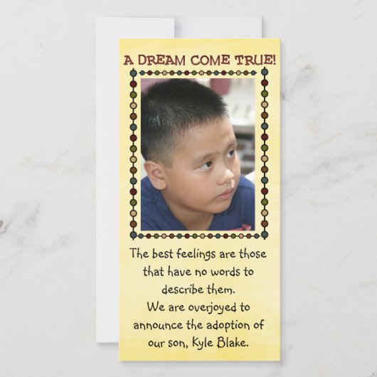 Adoption Fotokarte Ankündigung (Vorderseite)
