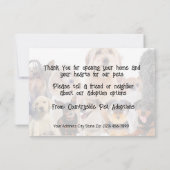 Adoption für Haustiere - Danke, Cards Dankeskarte (Rückseite)
