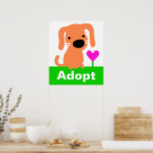Adoption für Haustiere - Orangen Hund und Herz Poster (Küche)