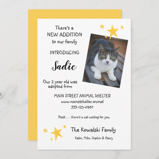 Adoption für Heimtiere Ankündigung neuer Haustiere (Vorne/Hinten)