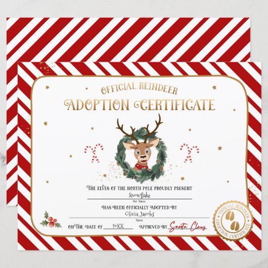 Adoption für personalisierte Rentiere (Vorne/Hinten)