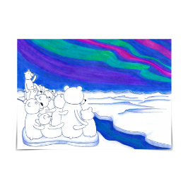 Adoption für Polar Bear Family Northern Lights Karte
