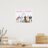 Adoption für Welpen Geburtstagsparty adoptiert Poster (Küche)