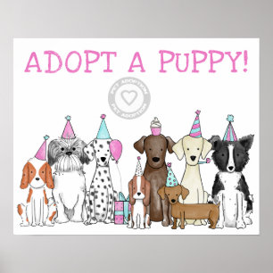 Adoption für Welpen Geburtstagsparty adoptiert Poster