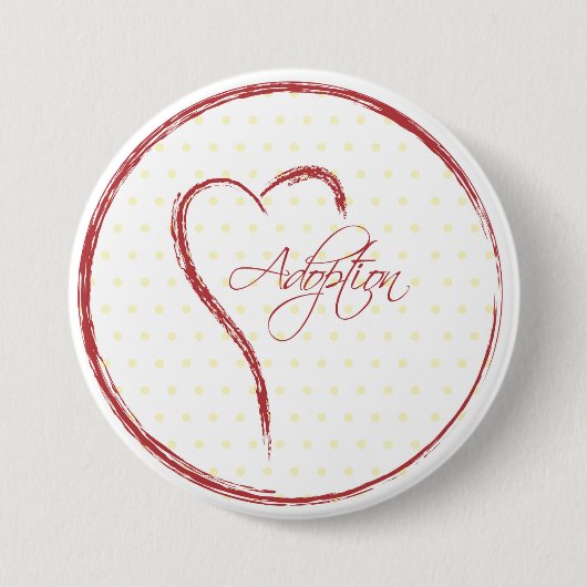 Adoption, Gelbe Punkte mit rotem Herzen Button (Vorderseite)