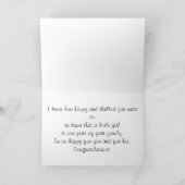 Adoption Glückwunsch, Schlafmädchen mit Teddy Karte (Innenseite)