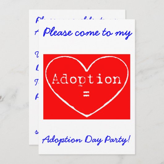 Adoption = Liebe Weißer Adoption Party einladen Einladung (Vorne/Hinten)